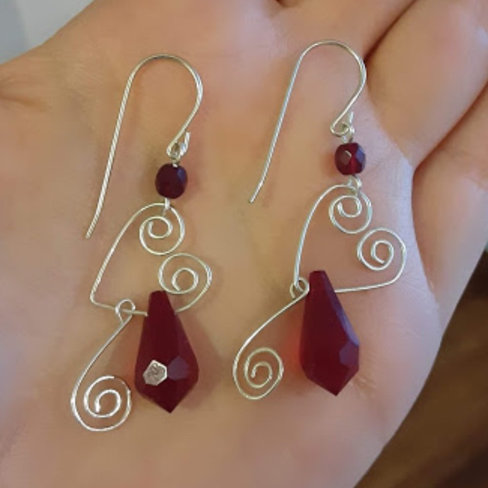 Handmade dangly earrings with Czech glass